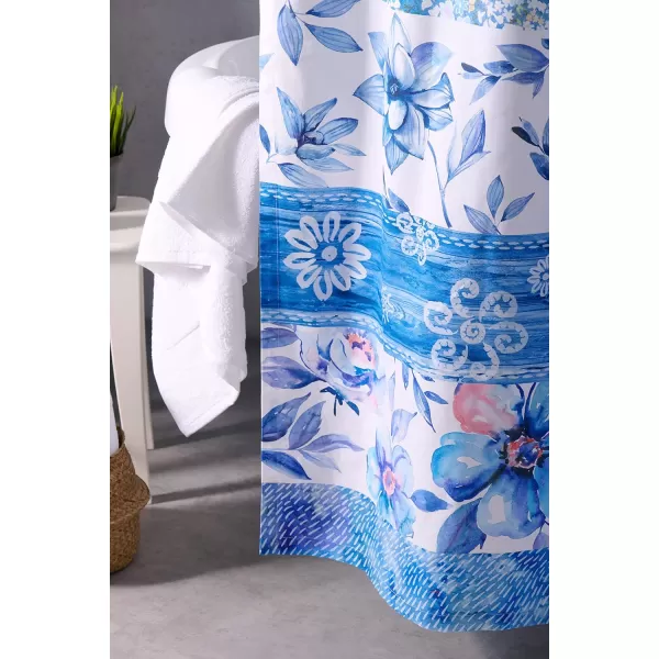 Maison d Hermine Shower Curtain 100 Cotton One Panel 70x72 Darkening Bath Shower Curtains Easy Hanging with 12 Button Holes for Bathrooms TropiquesSummer Blue
