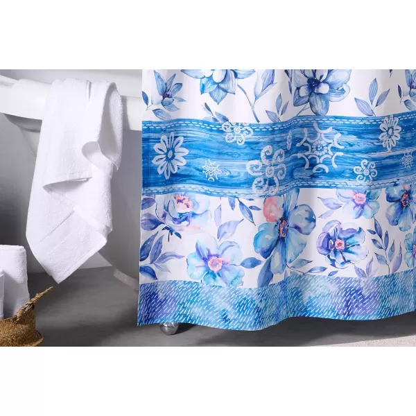 Maison d Hermine Shower Curtain 100 Cotton One Panel 70x72 Darkening Bath Shower Curtains Easy Hanging with 12 Button Holes for Bathrooms TropiquesSummer Blue
