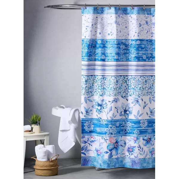 Maison d Hermine Shower Curtain 100 Cotton One Panel 70x72 Darkening Bath Shower Curtains Easy Hanging with 12 Button Holes for Bathrooms TropiquesSummer Blue