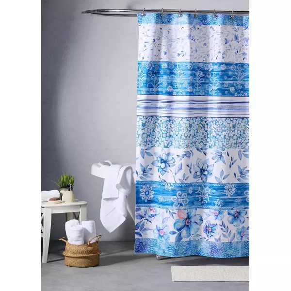 Maison d Hermine Shower Curtain 100 Cotton One Panel 70x72 Darkening Bath Shower Curtains Easy Hanging with 12 Button Holes for Bathrooms TropiquesSummer Blue