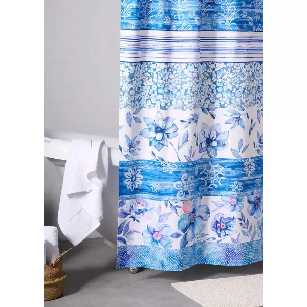 Maison d Hermine Shower Curtain 100 Cotton One Panel 70x72 Darkening Bath Shower Curtains Easy Hanging with 12 Button Holes for Bathrooms TropiquesSummer Blue