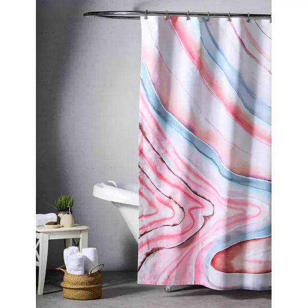 Maison d Hermine Shower Curtain 100 Cotton One Panel 70x72 Darkening Bath Shower Curtains Easy Hanging with 12 Button Holes for Bathrooms TropiquesSweet Marbles