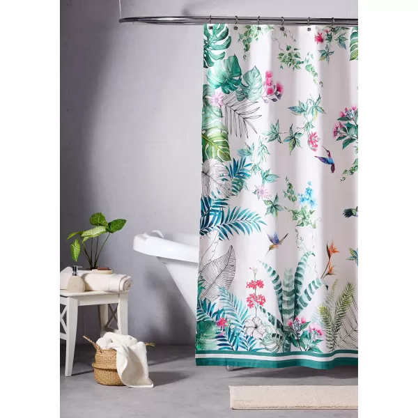 Maison d Hermine Shower Curtain 100 Cotton One Panel 70x72 Darkening Bath Shower Curtains Easy Hanging with 12 Button Holes for Bathrooms TropiquesTropiques