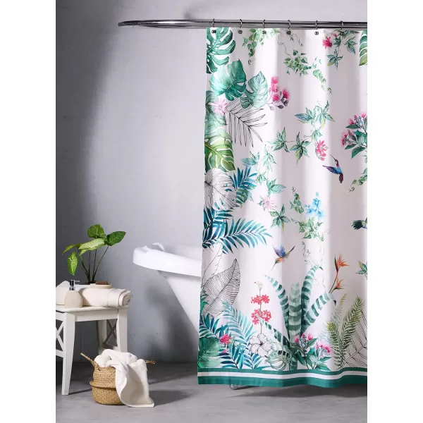 Maison d Hermine Shower Curtain 100 Cotton One Panel 70x72 Darkening Bath Shower Curtains Easy Hanging with 12 Button Holes for Bathrooms TropiquesTropiques