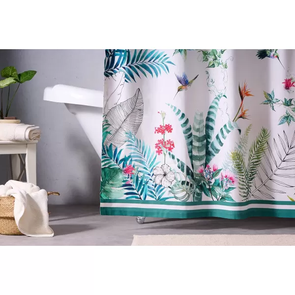 Maison d Hermine Shower Curtain 100 Cotton One Panel 70x72 Darkening Bath Shower Curtains Easy Hanging with 12 Button Holes for Bathrooms TropiquesTropiques