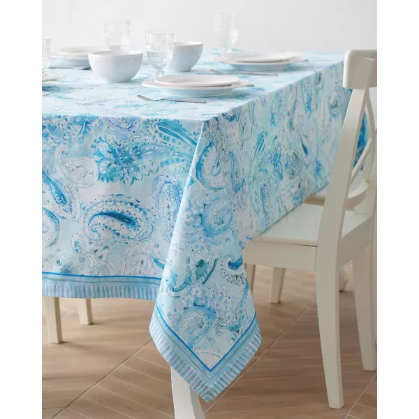 Maison d Hermine Table Cover 100 Combed Cotton Premium Decorative Tablecloth 70x108 Rectangle Tablecloths Washable for Dining Home Wedding Banquet Buffet  Pastries70x108 Table Cloth Paisley Blues