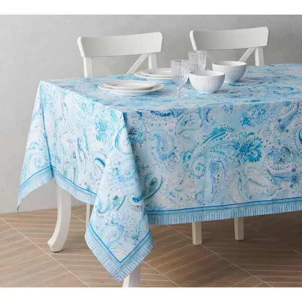 Maison d Hermine Table Cover 100 Combed Cotton Premium Decorative Tablecloth 70x108 Rectangle Tablecloths Washable for Dining Home Wedding Banquet Buffet  Pastries70x108 Table Cloth Paisley Blues