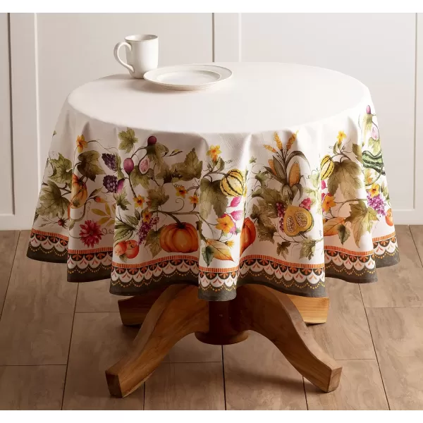 Maison d Hermine Tablecloths 100 Cotton 63 Diameter Decorative Round Tablecloth Washable Table Cover Wedding amp Dining Pumpkin Garden  Cloudy Cream  ThanksgivingChristmasMaison d Hermine Tablecloths 100 Cotton 63 Diameter Decorative Round Tablecloth Washable Table Cover Wedding amp Dining Pumpkin Garden  Cloudy Cream  ThanksgivingChristmas