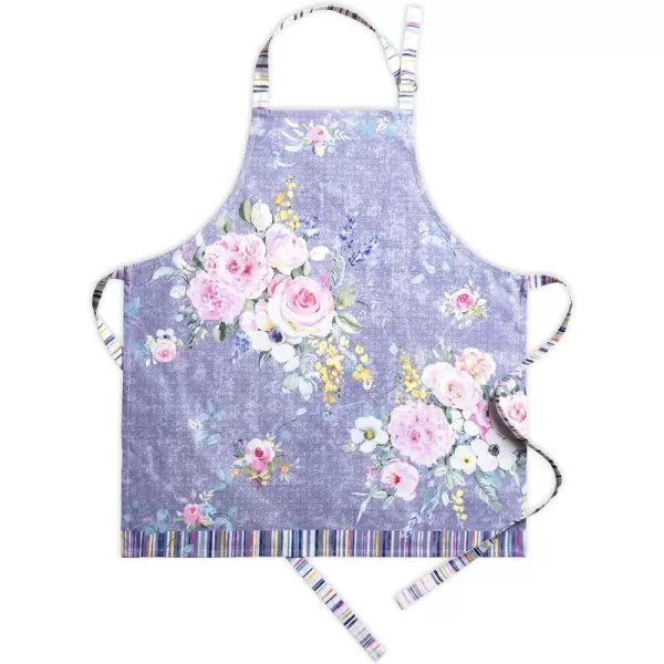 Maison d Hermine 100 Cotton Kitchen Apron with an Adjustable Neck with Long Ties for Women Men Chef13  Sweet Rose Lavender  Lush