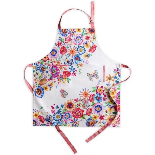 Maison d Hermine 100 Cotton Kitchen Apron with an Adjustable Neck with Long Ties for Women Men Chef16  Happy Florals  High Summer