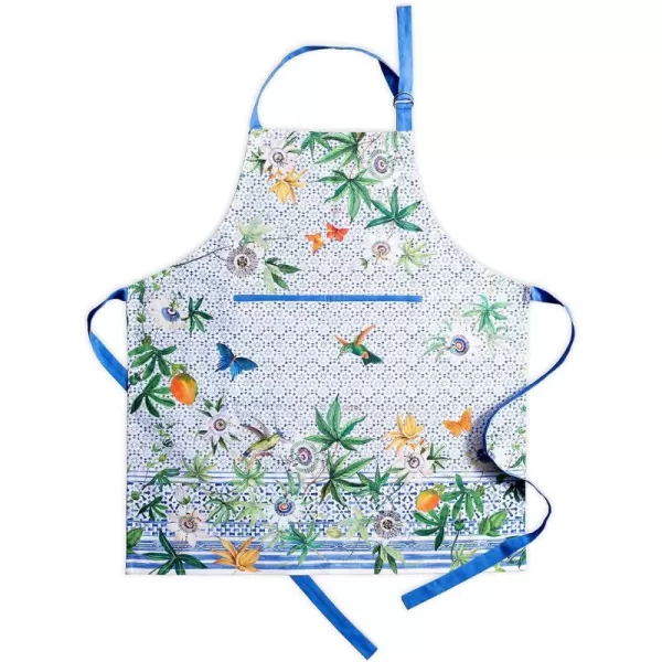 Maison d Hermine 100 Cotton Kitchen Apron with an Adjustable Neck with Long Ties for Women Men Chef21  Passiflora