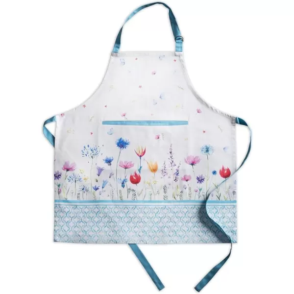 Maison d Hermine 100 Cotton Kitchen Apron with an Adjustable Neck with Long Ties for Women Men Chef32  Flower in the Field