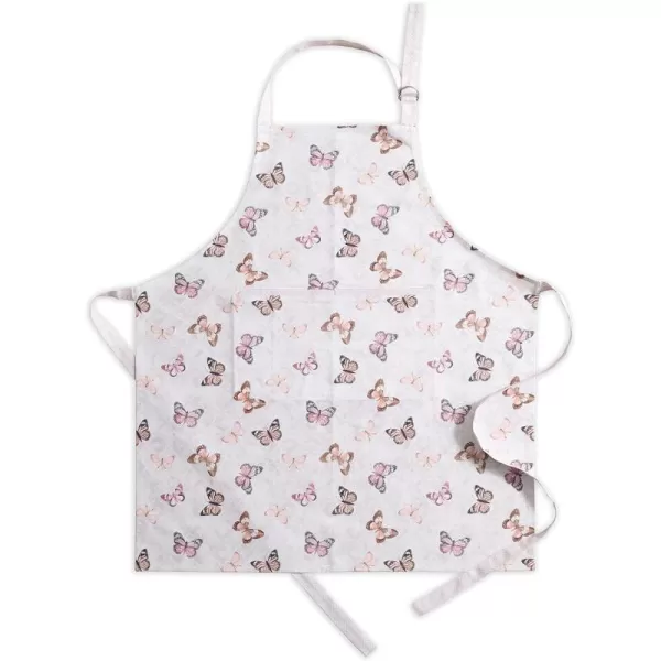 Maison d Hermine Apron 100 Cotton 1 Piece Adjustable Neck Strap Apron with Center Pocket for Home Kitchen  SpringSummer12  Butterflies