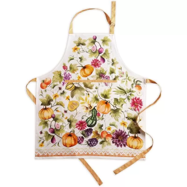 Maison d Hermine Apron 100 Cotton 2750 Inch x 3150 Inch 1 Piece Adjustable Neck Strap Cloth Apron with Center Pocket amp Long Ties for Gifts Chef Women amp Men Damask  ThanksgivingChristmas19  Pumpkin Garden  Cloudy Cream