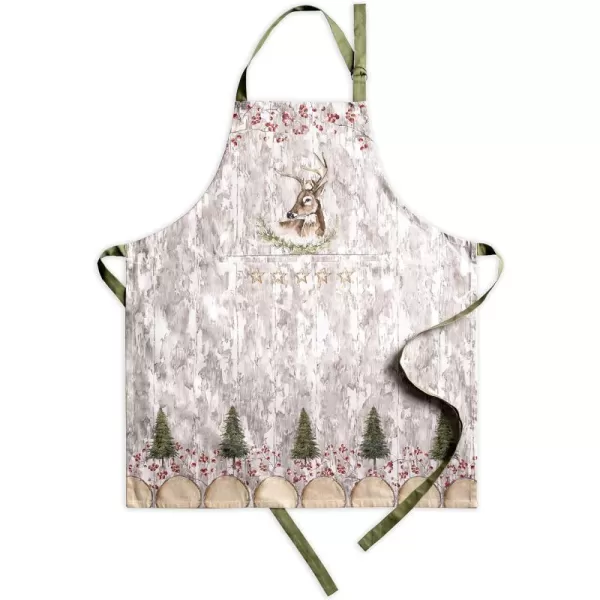 Maison d Hermine Apron 100 Cotton 2750 Inch x 3150 Inch 1 Piece Adjustable Neck Strap Cloth Apron with Center Pocket amp Long Ties for Gifts Chef Women amp Men Damask  ThanksgivingChristmas26  Mountain Life