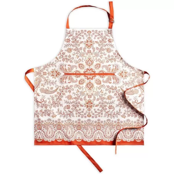 Maison d Hermine Apron 100 Cotton 2750 Inch x 3150 Inch 1 Piece Adjustable Neck Strap Cloth Apron with Center Pocket amp Long Ties for Gifts Chef Women amp Men Damask  ThanksgivingChristmas18  Cachemire