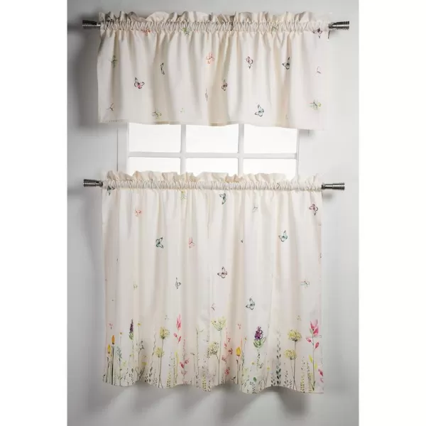 Maison d Hermine Canton 100 Cotton Set of 3 Kitchen Window Curtain for Cafe Kitchen Bedroom Home 2 Tiers 28x36 and 1 Valance 56x1802  Botanical Fresh