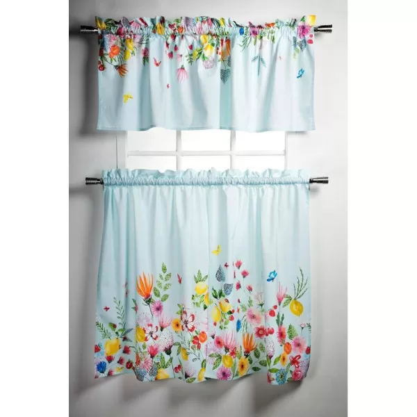 Maison d Hermine Canton 100 Cotton Set of 3 Kitchen Window Curtain for Cafe Kitchen Bedroom Home 2 Tiers 28x36 and 1 Valance 56x1810  Jardin Dete  Mint