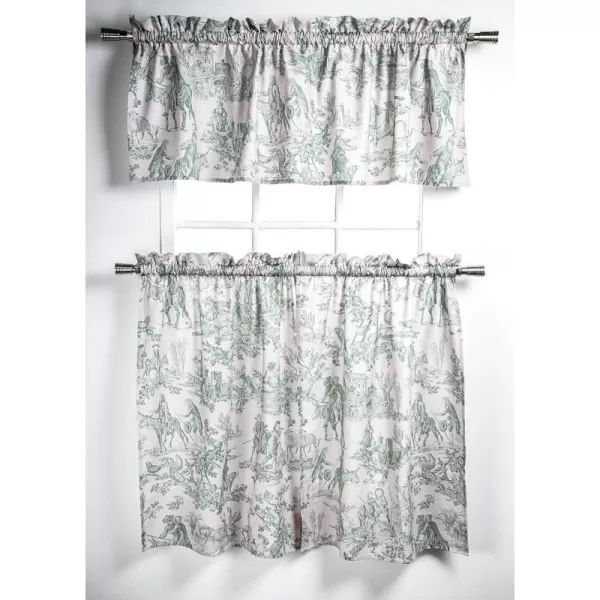 Maison d Hermine Canton 100 Cotton Set of 3 Kitchen Window Curtain for Cafe Kitchen Bedroom Home 2 Tiers 28x36 and 1 Valance 56x1813  the Miller  Antique Green