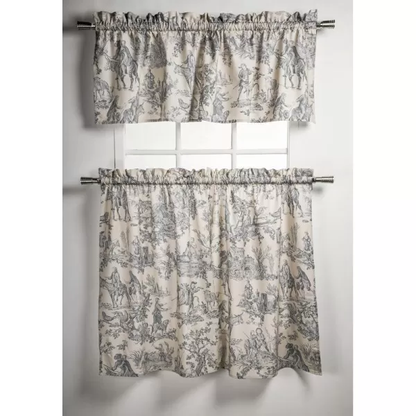 Maison d Hermine Canton 100 Cotton Set of 3 Kitchen Window Curtain for Cafe Kitchen Bedroom Home 2 Tiers 28x36 and 1 Valance 56x1816  the Miller  Paloma Gray