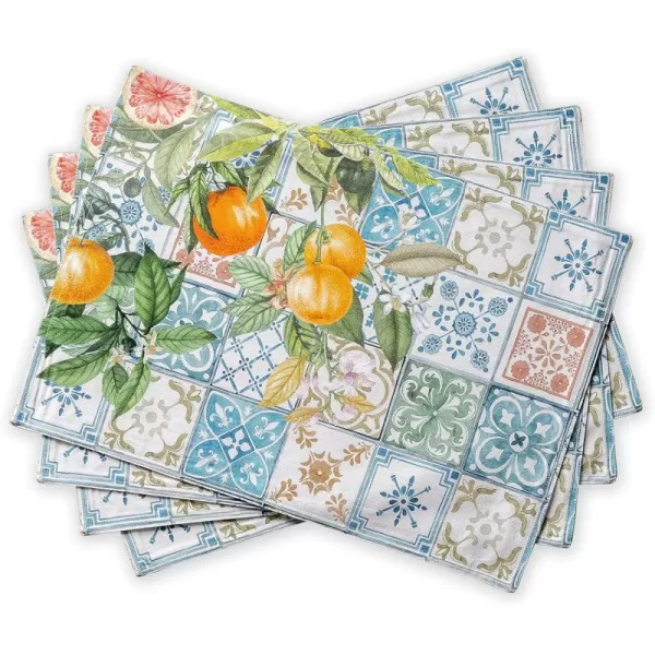 Maison d Hermine Cloth Placemats 100 Cotton Set of 4 Decorative Washable Table Placemat Dining Holidays Buffet Parties amp Wedding Use Summer Picnic  SpringSummer18  Agrume Set of 4