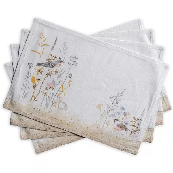 Maison d Hermine Cloth Placemats 100 Cotton Set of 4 Decorative Washable Table Placemat Dining Holidays Buffet Parties amp Wedding Use Summer Picnic  SpringSummer14  Meadow Florals  Beige Set of 4