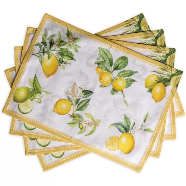 Maison d Hermine Cloth Placemats 100 Cotton Set of 4 Decorative Washable Table Placemat Dining Holidays Buffet Parties amp Wedding Use Summer Picnic  SpringSummer04  Limoncello Set of 4