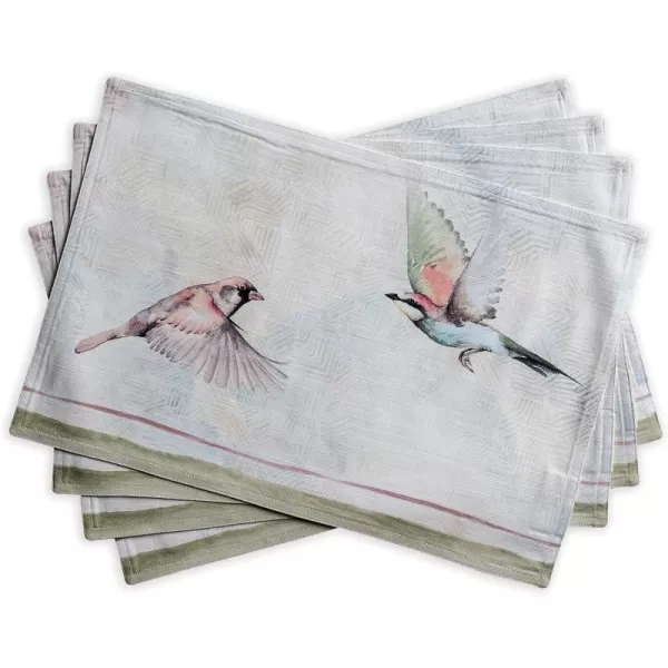 Maison d Hermine Cloth Placemats 100 Cotton Set of 4 Decorative Washable Table Placemat Dining Holidays Buffet Parties amp Wedding Use Summer Picnic  SpringSummer20  Flying Birds Set of 4