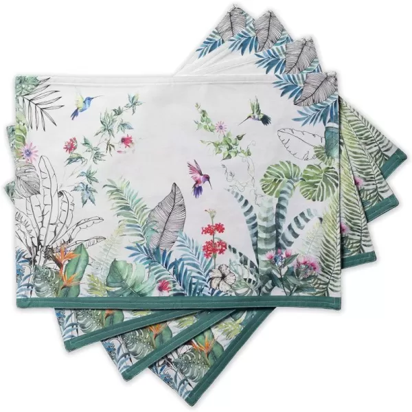 Maison d Hermine Cloth Placemats 100 Cotton Set of 4 Decorative Washable Table Placemat Dining Holidays Buffet Parties amp Wedding Use Summer Picnic  SpringSummer10  Tropiques Set of 4