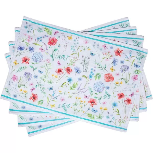 Maison d Hermine Cloth Placemats 100 Cotton Set of 4 Decorative Washable Table Placemat Dining Holidays Buffet Parties amp Wedding Use Summer Picnic  SpringSummer28  Just Floral Set of 4