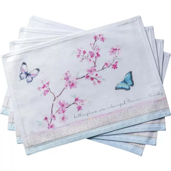 Maison d Hermine Cloth Placemats 100 Cotton Set of 4 Decorative Washable Table Placemat Dining Holidays Buffet Parties amp Wedding Use Summer Picnic  SpringSummer13  Blossoms in Spring Set of 4