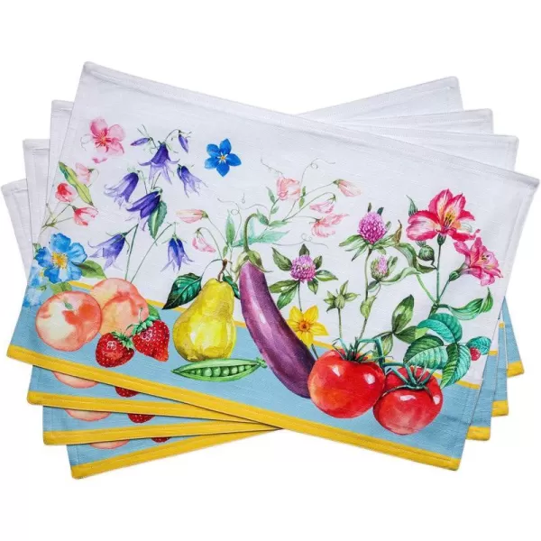 Maison d Hermine Cloth Placemats 100 Cotton Set of 4 Decorative Washable Table Placemat Dining Holidays Buffet Parties amp Wedding Use Summer Picnic  SpringSummer24  Giverny Set of 4