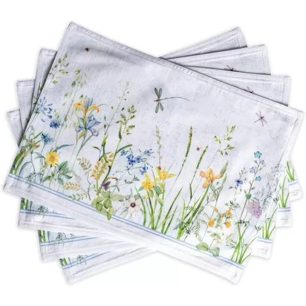 Maison d Hermine Cloth Placemats 100 Cotton Set of 4 Decorative Washable Table Placemat Dining Holidays Buffet Parties amp Wedding Use Summer Picnic  SpringSummer06  Fleurs De Mai Set of 4