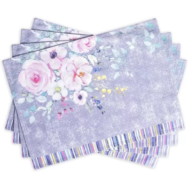 Maison d Hermine Cloth Placemats 100 Cotton Set of 4 Decorative Washable Table Placemat Dining Holidays Buffet Parties amp Wedding Use Summer Picnic  SpringSummer31  Sweet Rose Lavender  Lush Set of 4