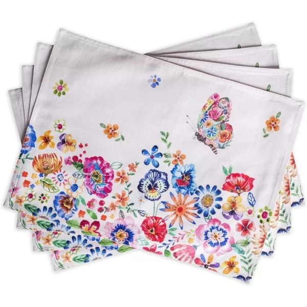 Maison d Hermine Cloth Placemats 100 Cotton Set of 4 Decorative Washable Table Placemat Dining Holidays Buffet Parties amp Wedding Use Summer Picnic  SpringSummer23  Happy Florals  High Summer Set of 4