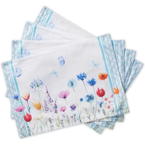 Maison d Hermine Cloth Placemats 100 Cotton Set of 4 Decorative Washable Table Placemat Dining Holidays Buffet Parties amp Wedding Use Summer Picnic  SpringSummer32  Flower in the Field Set of 4