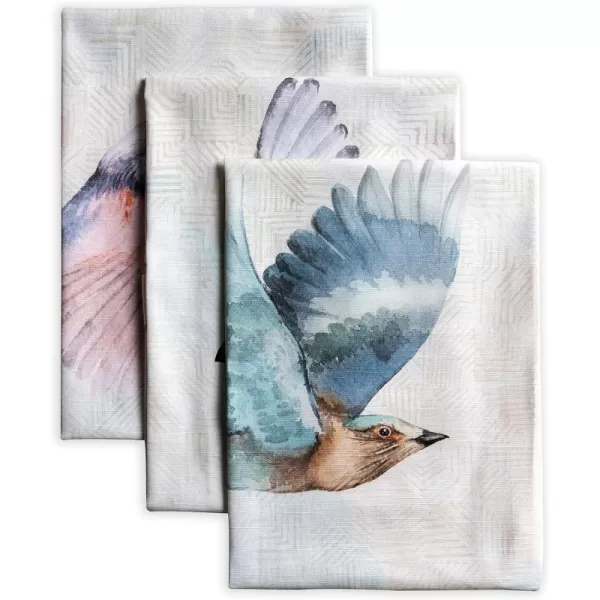 Maison d Hermine Dish Cloth 100 Cotton Set of 3 Quick Drying Dish Towels for Gifts Restaurant Dining Kitchen Parties amp Tea Citrus  SpringSummer26  Flying Birds Pack of 3