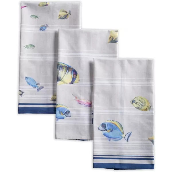 Maison d Hermine Dish Cloth 100 Cotton Set of 3 Quick Drying Dish Towels for Gifts Restaurant Dining Kitchen Parties amp Tea Citrus  SpringSummer39  Poisson Pack of 3