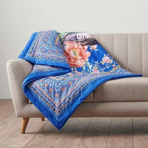 Maison d Hermine Imperfection Cotton Throw Blanket Bohemian Bedding Lightweight and Breathable for Couch Sofa Bed Travel 50x6050x60 19  Peacock