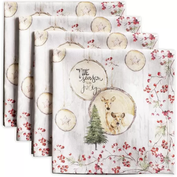 Maison d Hermine Napkin 100 Cotton 20 Inch x 20 Inch Set of 4 Dinner Napkins Decorative Washable Cloth Napkin for Gifts Dining Buffet Party Christmas TraditionThanksgivingChristmas28  Mountain Life