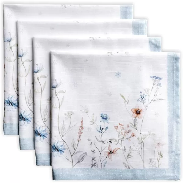 Maison d Hermine Napkin 100 Cotton 20 Inch x 20 Inch Set of 4 Dinner Napkins Decorative Washable Cloth Napkin for Gifts Dining Buffet Party Christmas TraditionThanksgivingChristmas13  Ice Florals