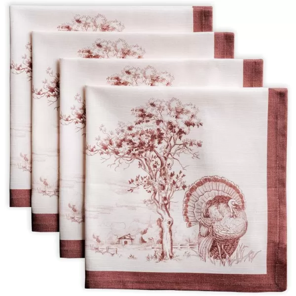 Maison d Hermine Napkin 100 Cotton 20 Inch x 20 Inch Set of 4 Dinner Napkins Decorative Washable Cloth Napkin for Gifts Dining Buffet Party Christmas TraditionThanksgivingChristmas31  Holy Jouy  Brown