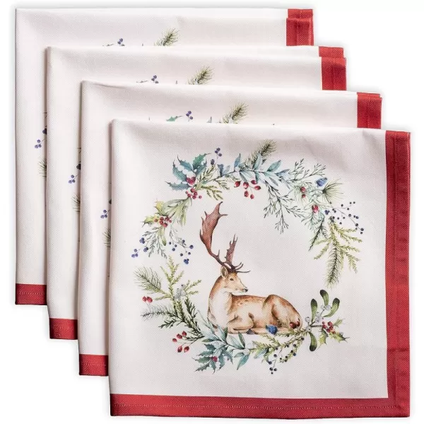 Maison d Hermine Napkin 100 Cotton 20 Inch x 20 Inch Set of 4 Dinner Napkins Decorative Washable Cloth Napkin for Gifts Dining Buffet Party Christmas TraditionThanksgivingChristmas07  Holly Time