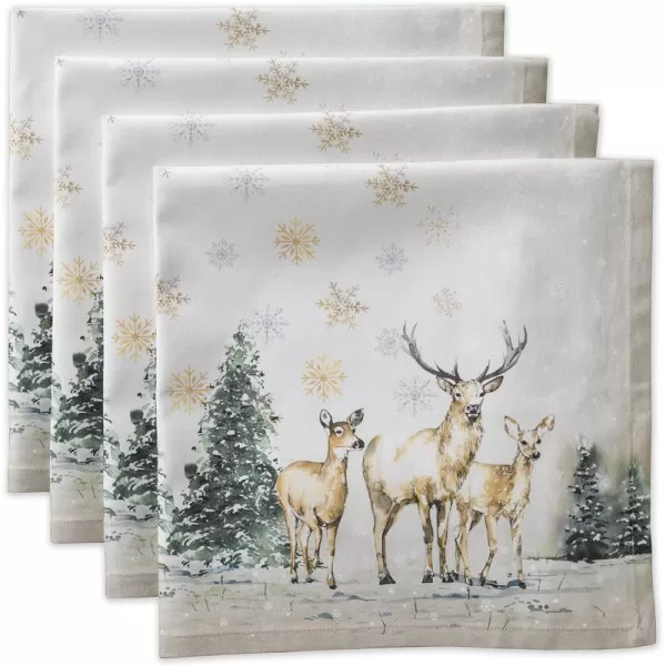 Maison d Hermine Napkin 100 Cotton 20 Inch x 20 Inch Set of 4 Dinner Napkins Decorative Washable Cloth Napkin for Gifts Dining Buffet Party Christmas TraditionThanksgivingChristmas02  Deer in the Woods