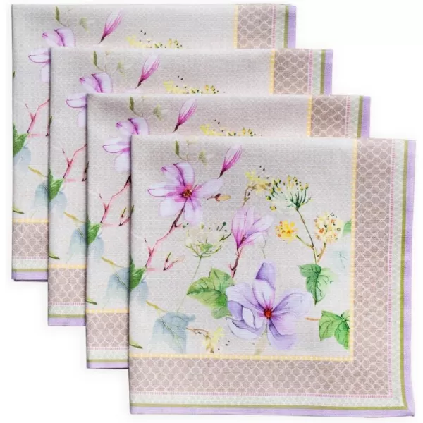 Maison d Hermine Napkins 100 Cotton Set of 4 Decorative Napkin Washable Cloth Napkins for Gifts Home Wedding Restaurant Buffet Party amp Camping Magnolia Mornings  SpringSummer 20x20Magnolia Mornings