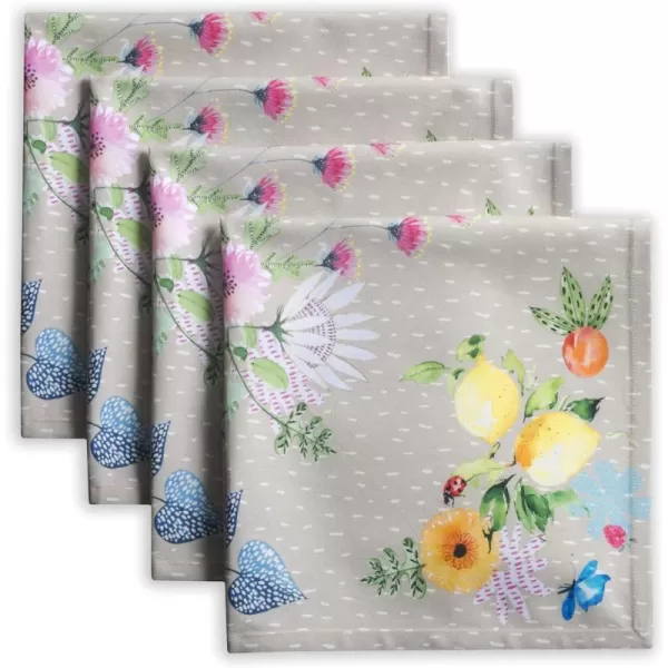 Maison d Hermine Napkins 20x20 100 Cotton Decorative Washable Table Cloth Napkin for Gifts Kitchen Party Wedding Restaurant amp Camping Indian Floral  SpringSummer Set of 419  Jardin Dete  Fog 20x20