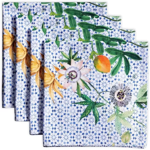 Maison d Hermine Napkins 20x20 100 Cotton Decorative Washable Table Cloth Napkin for Gifts Kitchen Party Wedding Restaurant amp Camping Indian Floral  SpringSummer Set of 428  Passiflora 20x20