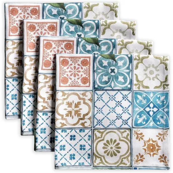 Maison d Hermine Napkins 20x20 100 Cotton Decorative Washable Table Cloth Napkin for Gifts Kitchen Party Wedding Restaurant amp Camping Indian Floral  SpringSummer Set of 417  Agrume 20x20