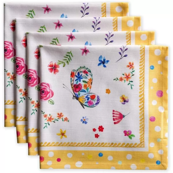 Maison d Hermine Napkins 20x20 100 Cotton Decorative Washable Table Cloth Napkin for Gifts Kitchen Party Wedding Restaurant amp Camping Indian Floral  SpringSummer Set of 436  Happy Florals  Sweety 20x20