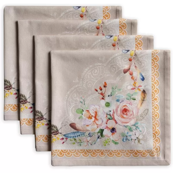 Maison d Hermine Napkins 20x20 100 Cotton Decorative Washable Table Cloth Napkin for Gifts Kitchen Party Wedding Restaurant amp Camping Indian Floral  SpringSummer Set of 430  Ibiza  Beige 20x20